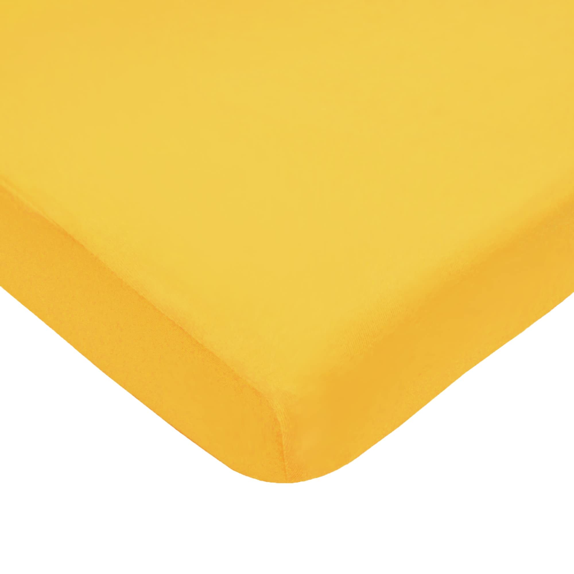 American Baby Company 100% Natural Cotton Fitted Pack and Play Sheet 39" x 27" - Soft & Breathable Pack N Play Sheet for Playpen, Playard & Mini Crib Mattress, Yellow, for Boys & Girls