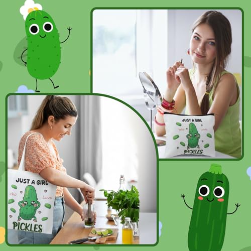 scenicamp Pickle Gifts for Women, Funny Gift Set Travel Cosmetic Bags Reusable Canvas Tote Bag Novelty Gag Socks Stickers, Mother's Day Birthday Gifts for Teen Girls — view 6
