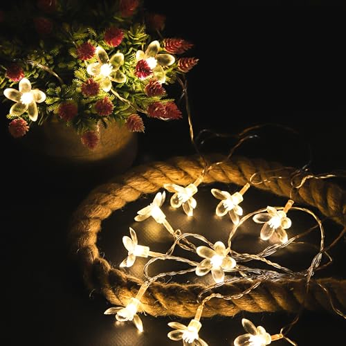 Image of Lexton Fairy 14 Glory Flower LED String Light | 14 LED, Plug Sourced, 4 Meter Long | Suitable for Diwali, Birthday, Festival, Wedding, Party, Lawn, Restaurants (Pack of 1, Warm White)