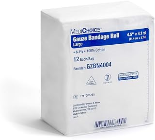 MediChoice Gauze Roll Bandage, 6-Ply, Non-Sterile, Hypoallergenic, 4.5 Inch x 4.1 Yards, White, 1314GZBN4004 (Case of 48)