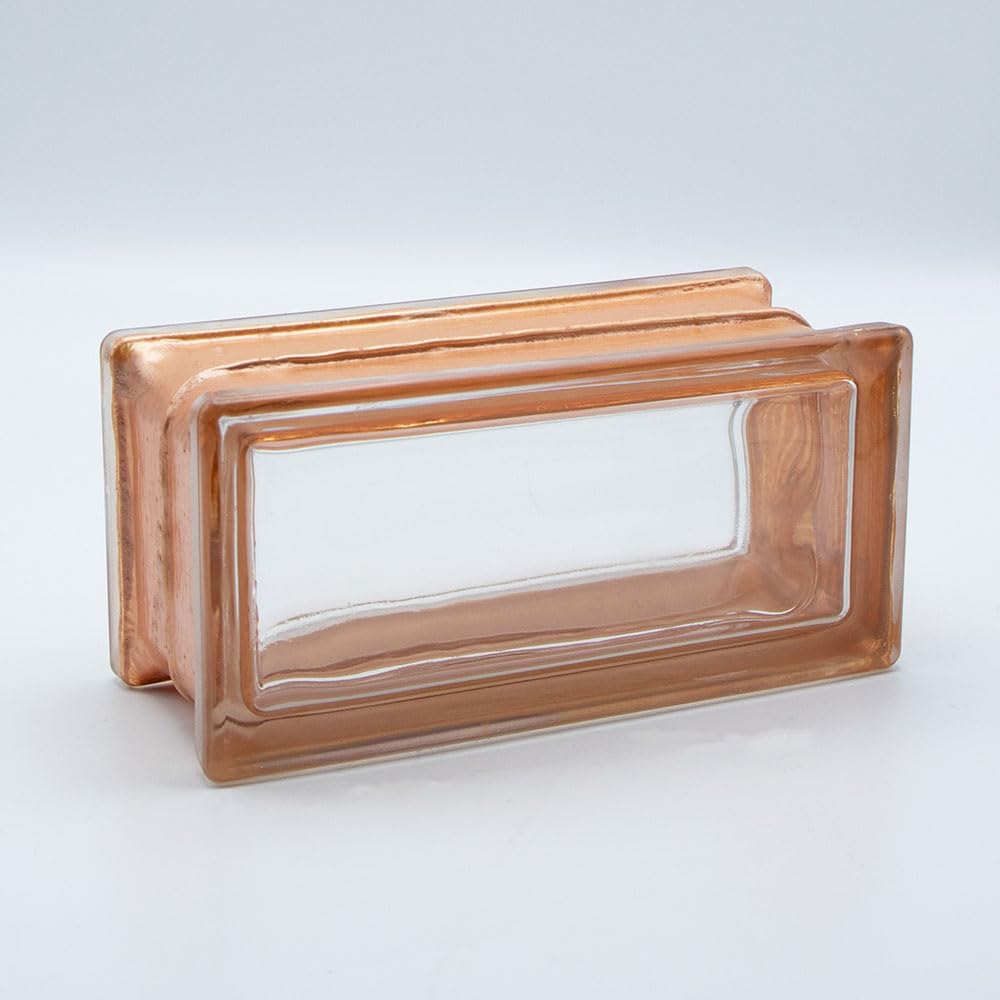 Bloques de vidrio de diseño de visión completa Reflex naranja, medio bloque 19x9x8 cm - 10 unidades