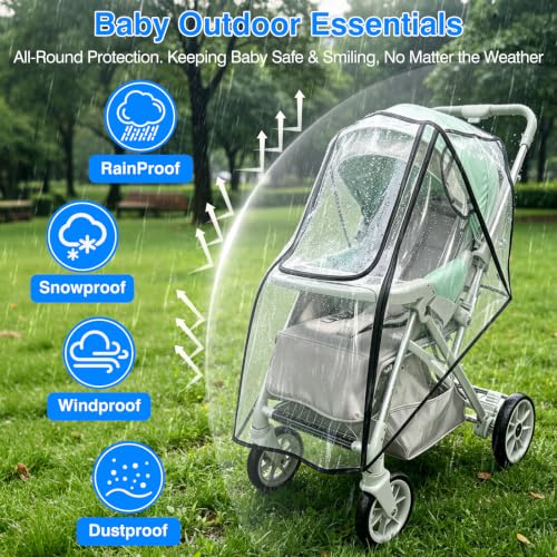 Image of TUPI Stroller Rain Cover, Protector for Wind, Rain, Dust, Snow-Universal | Outdoor Weather Shield with Clear View,Premium PVC Material,Easy to install,Durable Zipper Design,Breathable & Durable