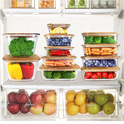 Urban Green Glass Containers With Wood Lids, Glass Storage Container Set Of 4, Wood Glass Storage Containers With Lids, Wood Lid Glass Food Containers, Oven, Freezer, Microwave Safe, Pack Of 4, 35Oz #TOP6