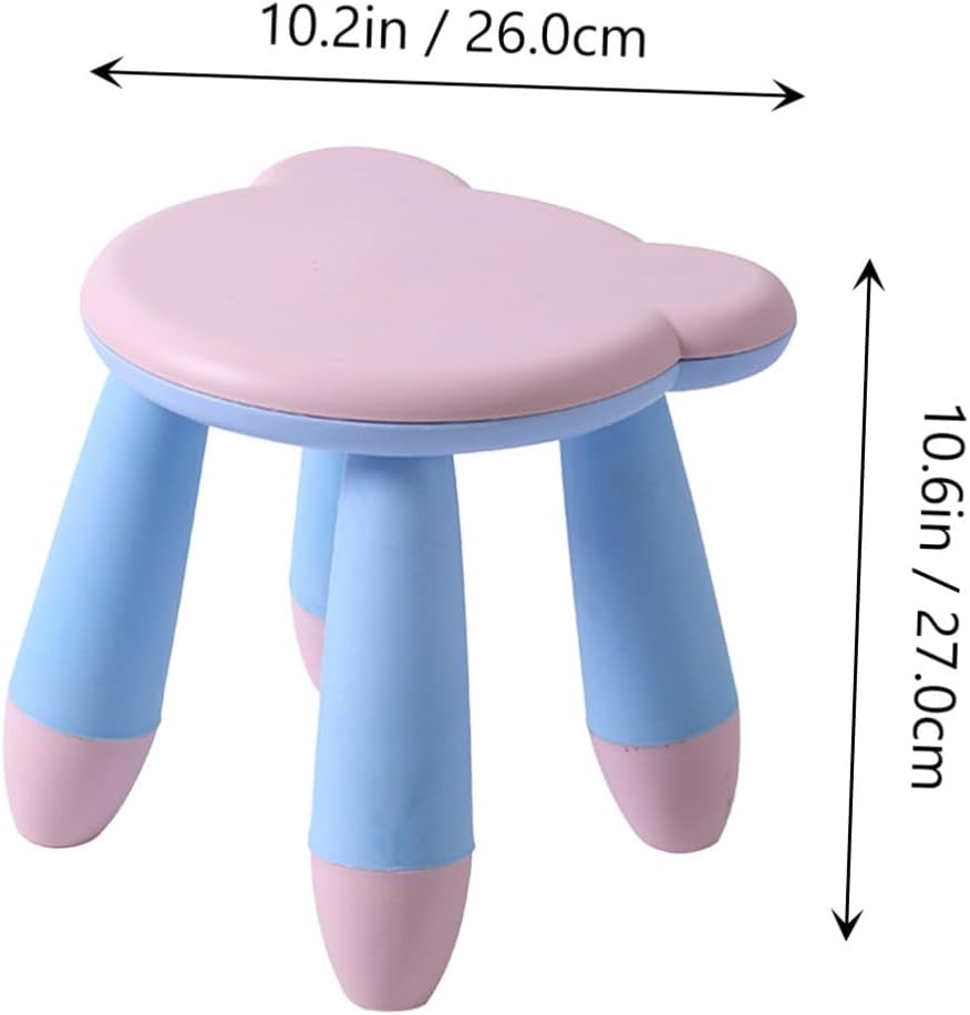 Cartoon Bear Stool Non-Skid Plastic Stool Thickened Small Seat Anti-Slip for Home and Kindergarten Use, Cute Pink Bear Design,
