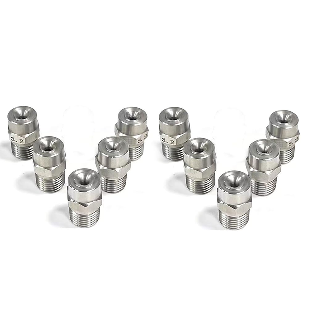 Ugello a spruzzo ad alta pressione, Ugello Spruzzatore A Cono Solido A Ventaglio Piatto In Acciaio Inossidabile 1/8-1/2 BSP 1,2-6,7 Mm 105 Pezzi(3/8 2.8mm (0.11 Inches) 10pcs)