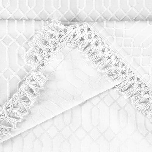 Couvre-lit blanc King Size en coton et polyester Superior pour lit double grand confort
