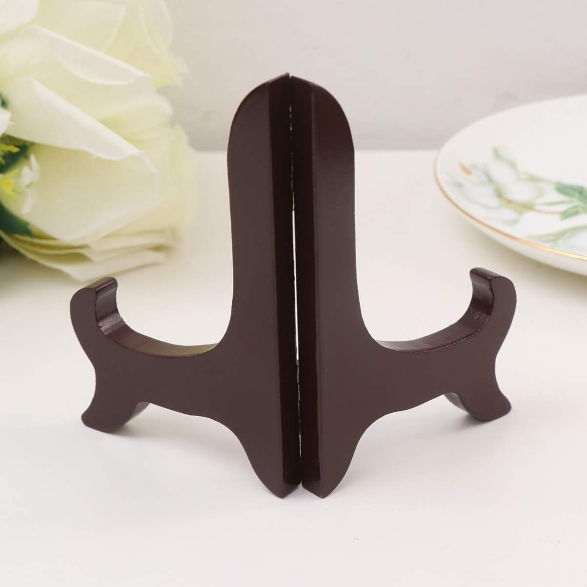 Plate Holder Plate Stand, Wooden Plate Display Stands Picture Easel Holder Stand Decorative Wood Library Decor Plate Stand