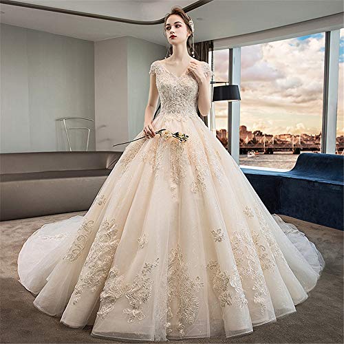 Profundidad Elegante Vestido De Boda del Hombro V Vestido De Novia Vestidos...