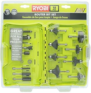 Ryobi A25R151 15 Piece 1/4 Inch Shank Carbide Edge Router Bit Set for Wood