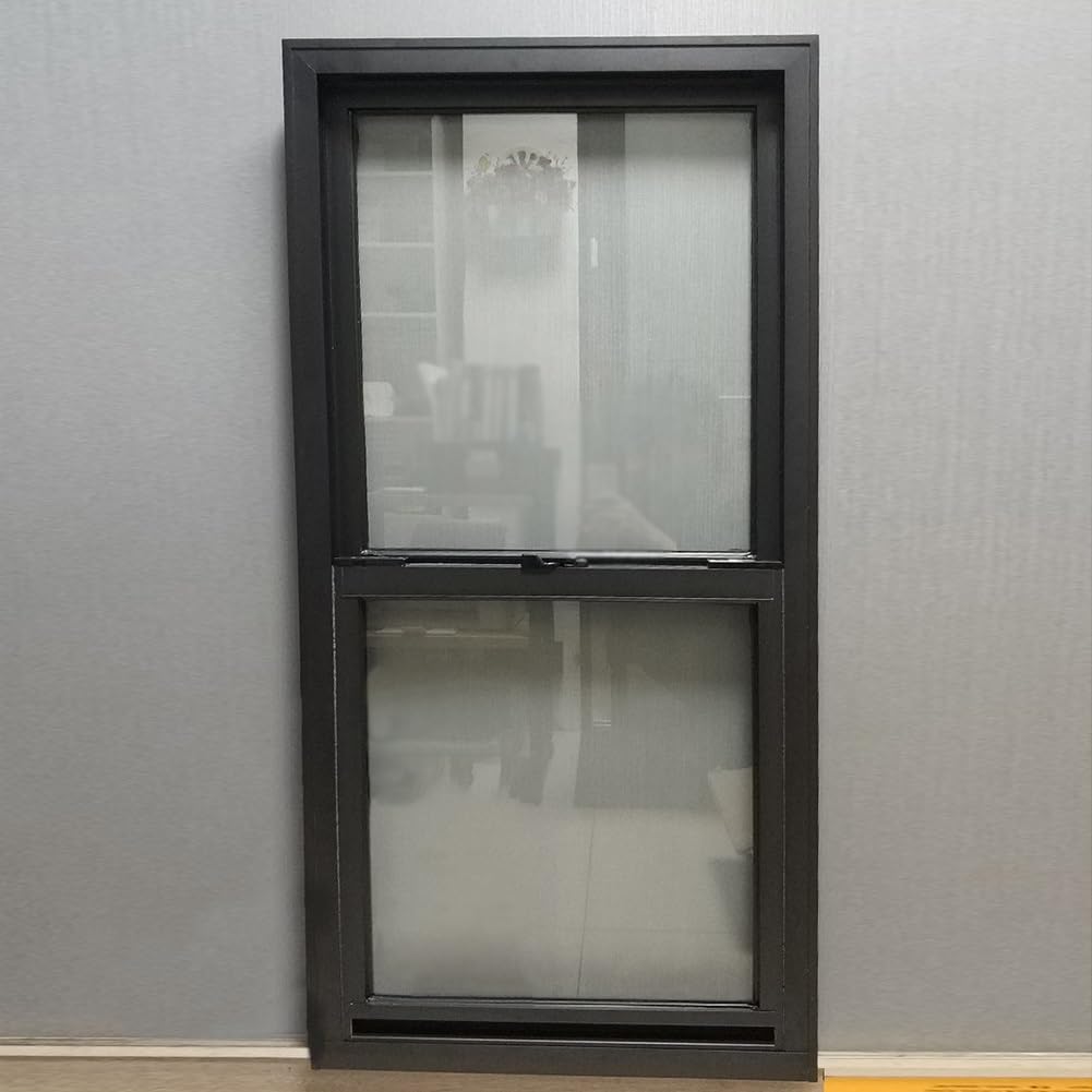 PFCDZDU Open Louver Shutters, Sound Insulation Mobile Window Aluminum Alloy Frame, Replacement Sliding Lower Leaning Sash Screen for Kitchen Bathroom Balcony (Color : Black, Size : 23.6x23.6(WxH))