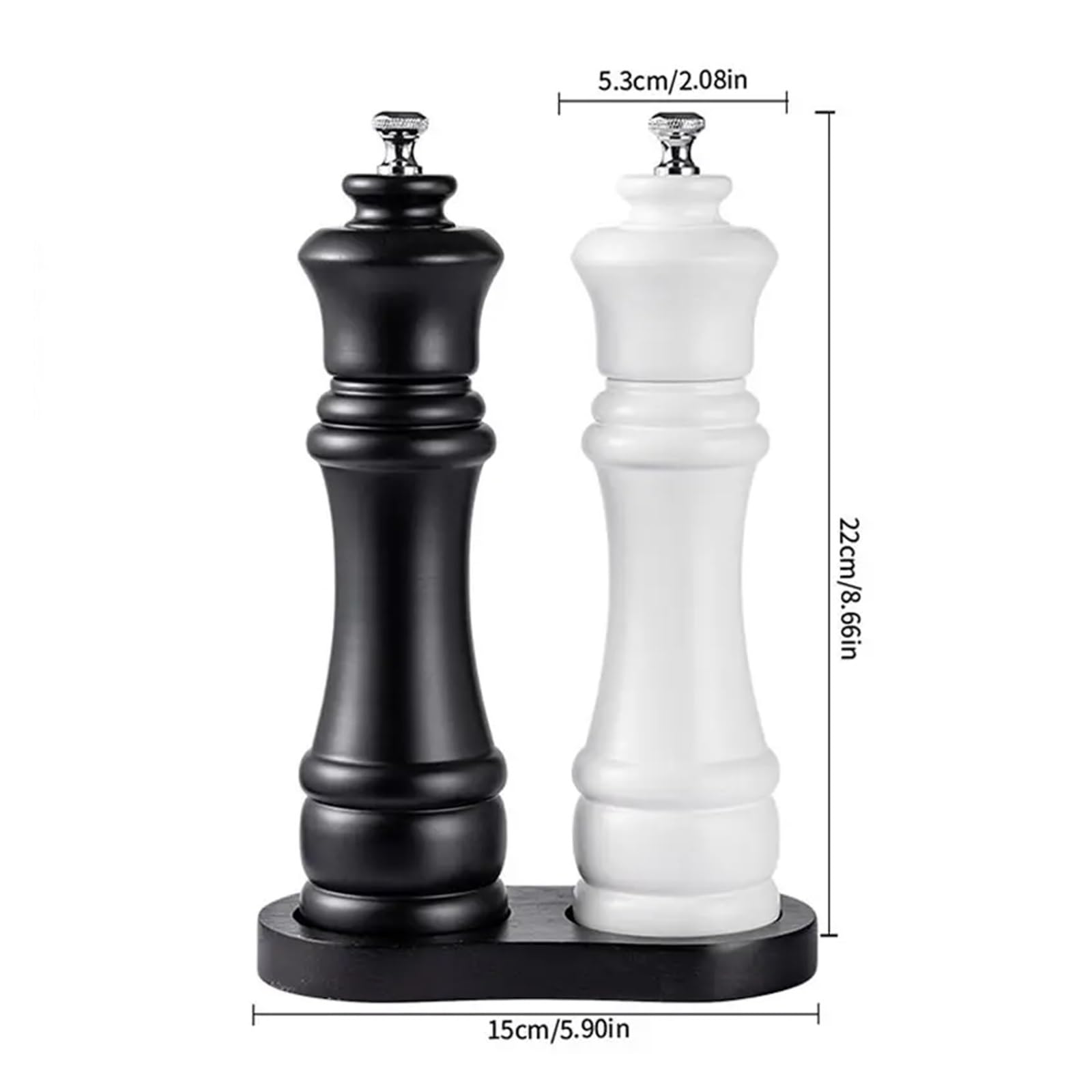 Strumenti for macinare lo shaker for spezie e sale marino in legno nero manuale for la bottiglia(2Pcs Black With Base)