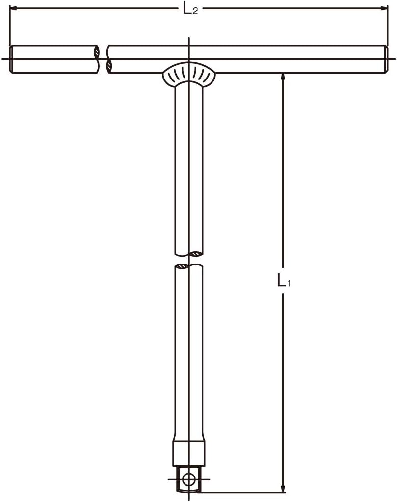 Ko-ken 3715SLK T Handle 3/8 Square Length 236 x 200mm Sliding Bar Free Turn Grip
