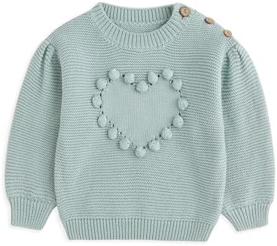 Simplee kids Baby Pullover Sweater Valentines Outfit Love Embroidery Knit Sweaters Coat for Autumn Fall and Winter