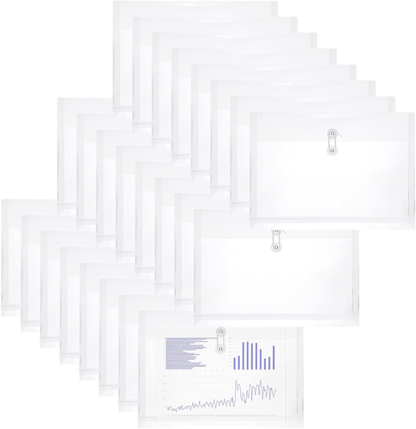 12 Plastic Envelopes with String Closure Legal Size Expandable Gusset