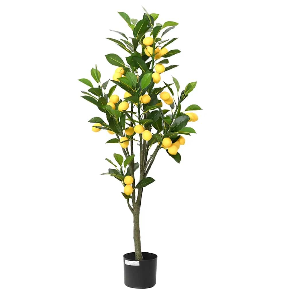 vidaXL Artificial Lemon Tree 136 Leaves 120 cm Green, artificial plant, fake lemon tree, artificial lemon plant, faux lemon tree, faux lemon plant