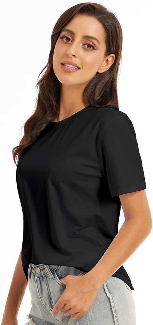 Women's Loose Short Sleeve Crewneck T-Shirt Basic Casual Solid Tops - Image 2