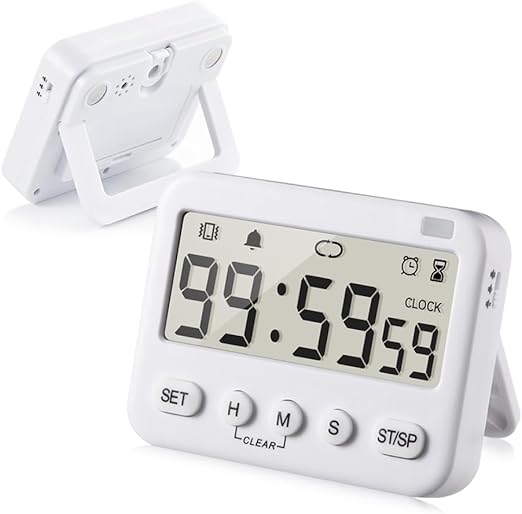 GH 99 Hours Full Featured Timer, Reminder Mode (Vibrate, Sound, Flash), Timing Function (Clock, Alarm, Stopwatch, Countdown, Cycle Timer), Compatible with Pokémon Sleep Plus+, Kitchen Timer Magnetic