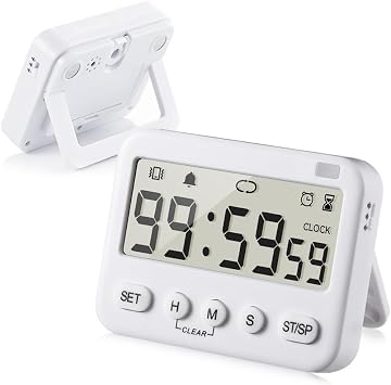 GH 99 Hours Digital Timer, Silent, Sound, Vibriting, Countdown, Count Up, Loop, Alarm, Clock, Small Timer for Study, Classroom, Office, Meditation, Lab, Sleep, Desk