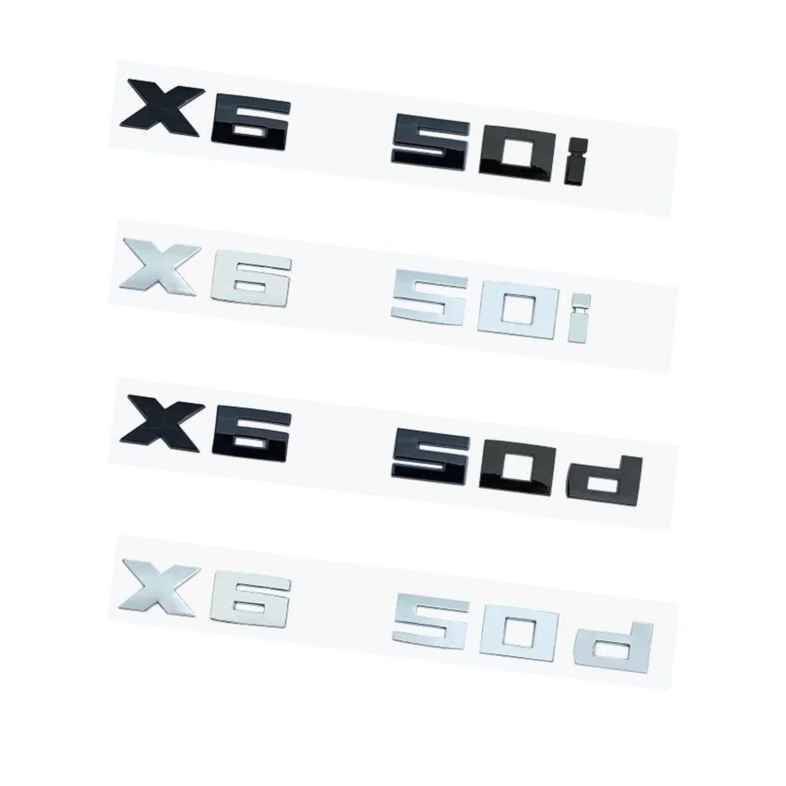 Chrom Schwarz 3D Zahlen M X6M50i X6M50d X6 M50d M50i ABS Emblem Fo X5 Serie E71 G06 Auto Stamm Abzeichen Aufkleber(Glossy Black,X6M50i)