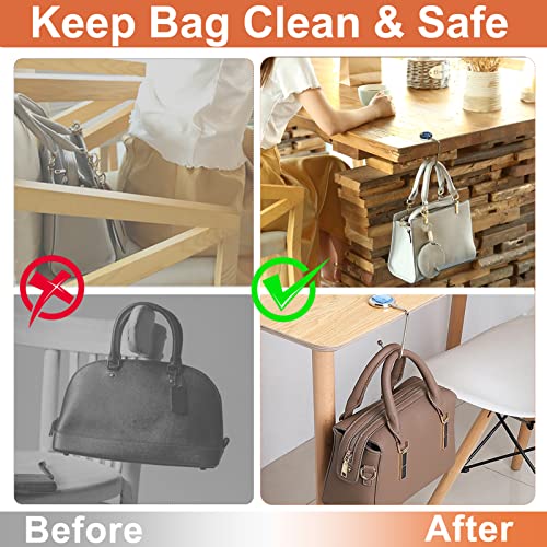 Image of AUHOKY 6Pcs Portable Purse Hook Handbag Hanger for Table, Fashionable Long Handbag Bag Holder Under Counter, Christmas Stocking Holders Mantel Hooks for Women Girls Bags Storage(6 Marble Patterns)