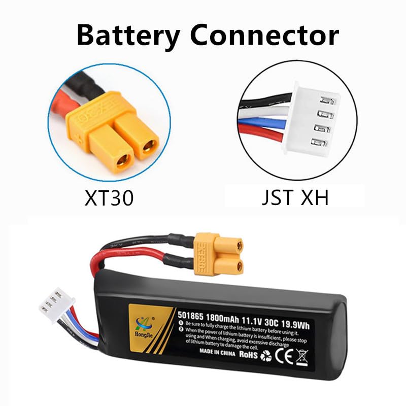 Cecicebb 11.1V Airsoft Lipo Battery 11.1V 1800mAh 501865 Soft-Gun Toy Rechargeable Li-Po Batteries with XT30 Plug for Water-Gun Toy 2 Pack with USB Charging Cable