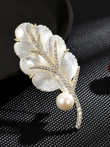 Image of Fashion Brooch for Women Pearl Rhinestones Brooch Pin Elegant Lapel Pin Jewelry Mother's Day Gift for Wife Mom Lover