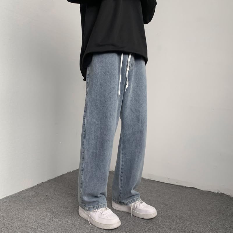 Men's Summer Pants Elastic Waist Straight Leg Jeans3