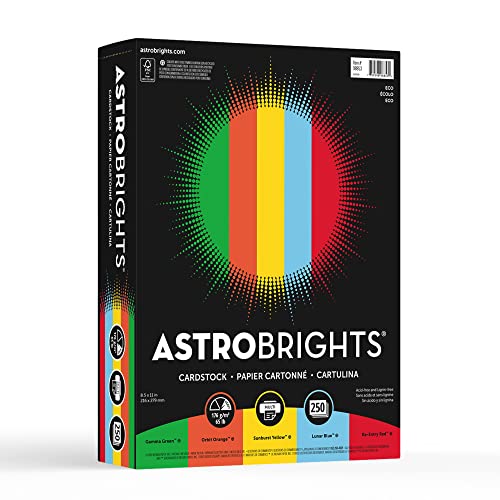 Papier cartonné coloré Astrobrights 8.5x11 pour activités manuelles en famille