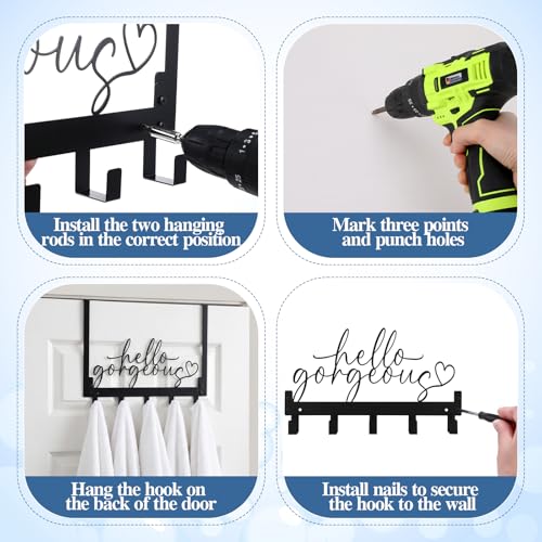 Kathfly Hello Gorgeous Over Door Towel Rack 5 Hooks Black by Kathfly - Used condition - Image 3
