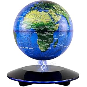 JOWHOL Magnetische zwevende wereldbol, Magnetische levitatie Auto-roterende educatieve wereldkaart, Creatieve thuis…