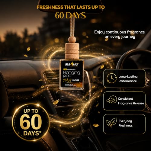 Image of Midnight Leather Car Perfume Air Freshener | Long Lasting Car Air Freshener with Rich Leather Fragrance | Premium Car Freshener | Car Fragrance for Cars, SUVs, Sedans, & Hatchbacks | 10ml