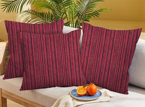 Image of nissi Cotton Plain Cushion Covers, 18x18 inches, Set of 3, (3, Maroon, 18x18 inches)
