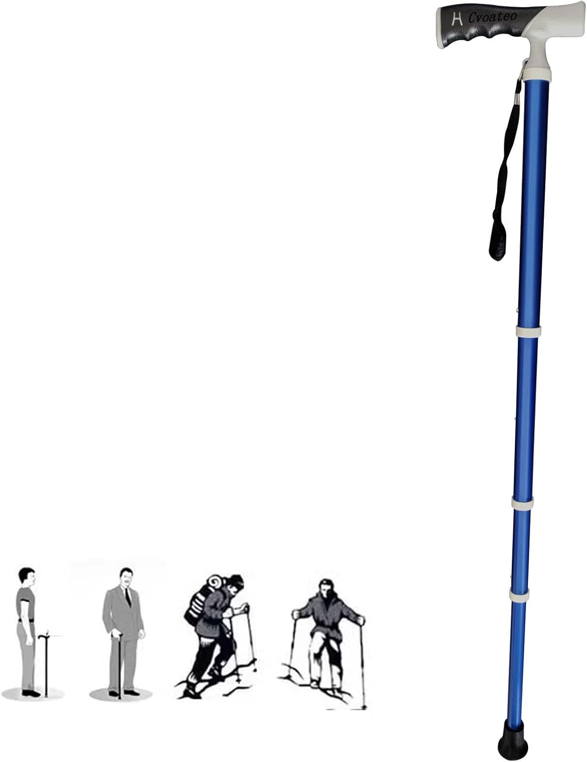 Trekking PolesTitanium Walking Sticks - 4-Section Telescopic 3 Adjustable Heights Ultra-Light Portable Cane Suitable for Backpacking(1PC)