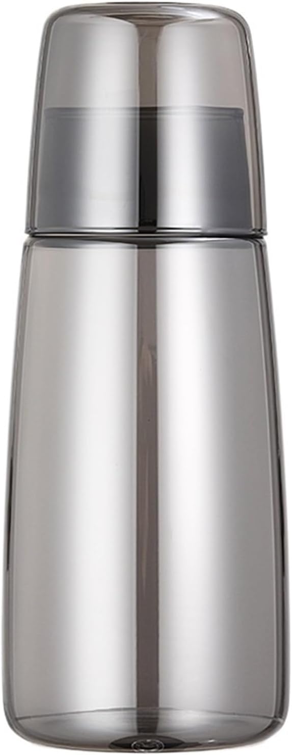 Bedroom Bedside Night Water Carafe and Glass Set, Borosilicate Water Pitcher, Hot/Cold Mouthwash Dispenser with Tumbler(850ml,Clear)