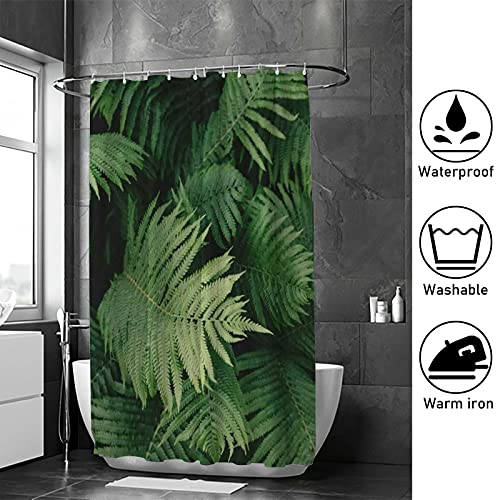 Rideau de douche polyester feuilles vertes durable avec crochets - 5