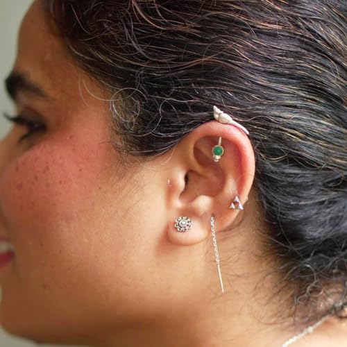 Image of Quirksmith 925 Sterling Silver Bugadi Earrings /Helix Piercing Studs with 925 Stamp And Certificate Of Authenticity /Gift for women