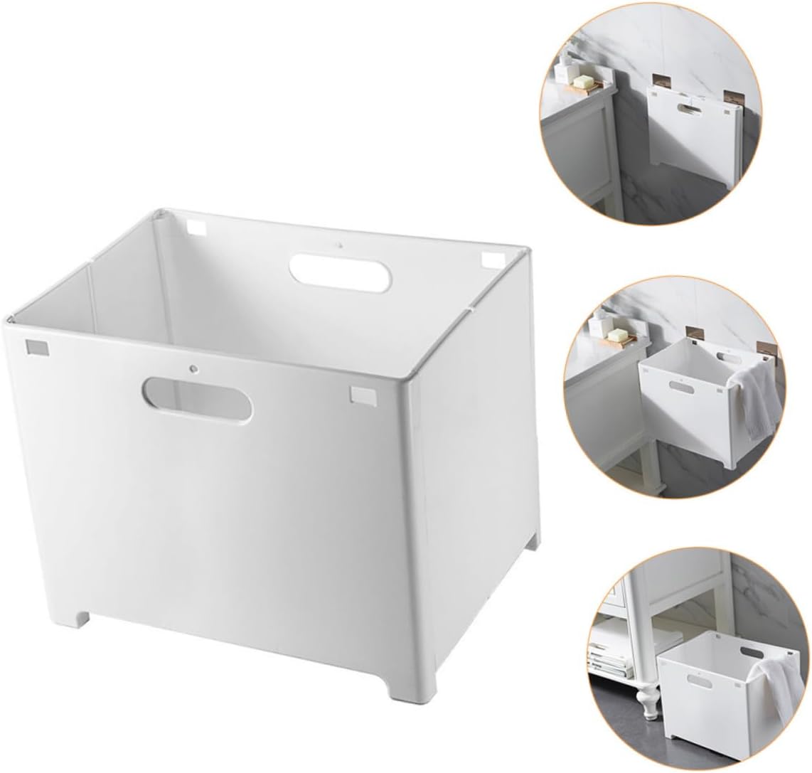 Luxshiny 1pc Wall-mounted Laundry Basket Foldable Storage Container Hooks Compact Organizer for Clothes Bathroom Bedroom and Living Room Use