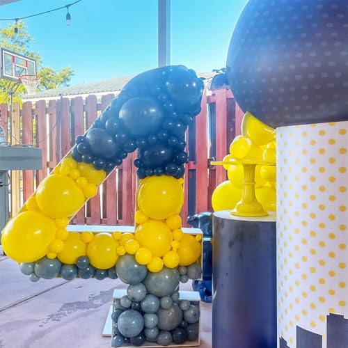 Image of Black and Yellow Balloons, Bat Theme Balloons Hero Birthday Decorations, Yellow Black Silver Navy Blue Balloon City Balloon Party Decorations for Kids Boys Birthday Inspired Party Supplies Decor