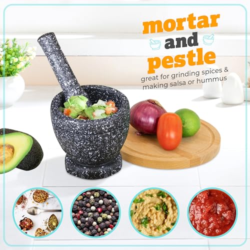 Taco Tuesday Complete Taco Serving Set with Tortilla Warmer, Salsa Bowls, Shell Holders, and Mortar and Pestle - 9-Piece Set - Red, Yellow, and Green by Nostalgia - Image 3