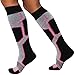 Pure Athlete Snowboard Socks - Comfortable Warm Outdoor Socks for Skiing and Snowboarding - Warm Board Socks, Ski Socks for Men and Women (Black-White-Neon Pink, Small)