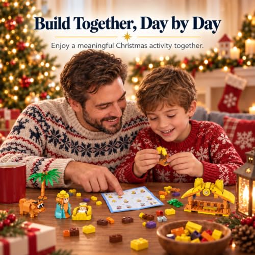 Advent Calendar 2026 kids 24 Days of Nativity Set Building Blocks Yellow - image 3