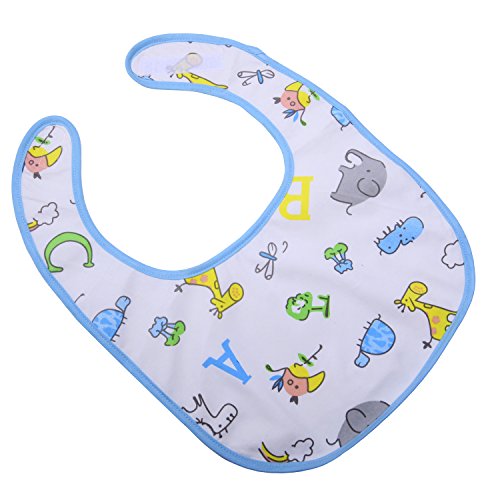 Littleforbig Cotton Waterproof Adult Babydoll Bib with Adjustable Hook-and-Loop Fastener Closure Printed 2 Packs - Zoo Animals and Cherry Adult Bibs2