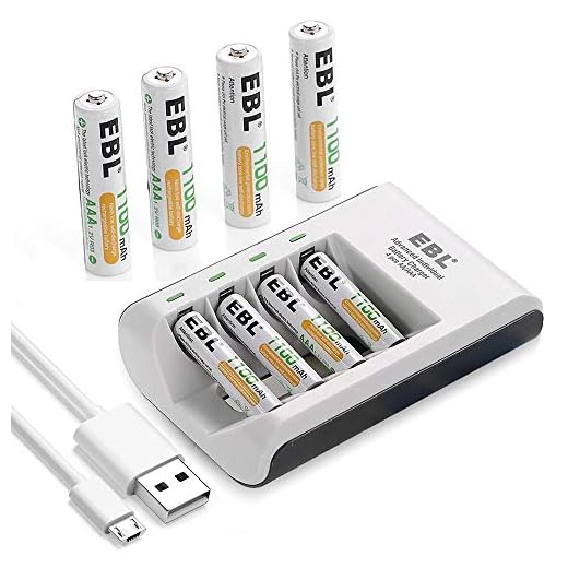 EBL Pack of 8 AAA Batteries 1,100mAh AAA Rechargeable Battery with Smart C807 Battery Charger and Micro Charging USB Cable