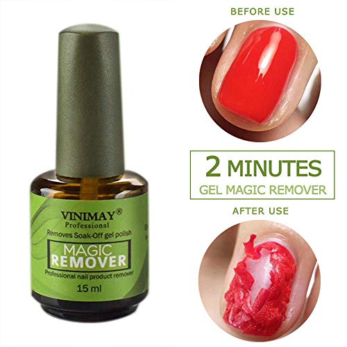 15ml Magic Soak-Off Gel Nail Polish Remover, Professional Remover Nail Polish Delete Primer Acrylic Clean Degreaser For Nail Art Lacquer, Easily & Quickly