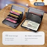 ÖGON -DESIGNS- Portfel aluminiowy o dużej pojemności z metalowym zapięciem, ochrona RFID przed oszustwami i rozmagnesowaniem, model Oslo Large Smart Case, Grawerunek dla kota, Taille unique