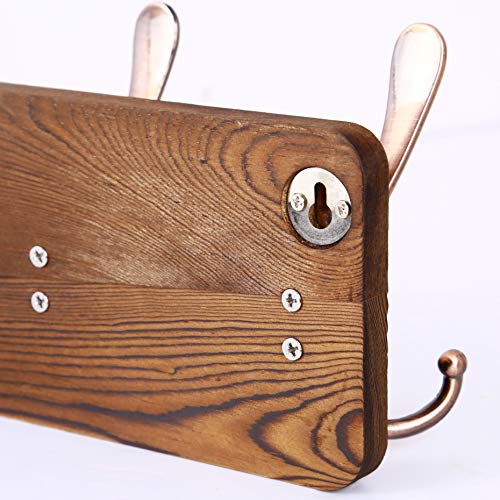 Image of SKOLOO Rustic Pine Wood Wall Coat Rack with 5 Triple Hooks, 16 inch Stud Spacing, Farmhouse Wall Mounted Coat Rack for Hanging Backpack, Jacket, Hat