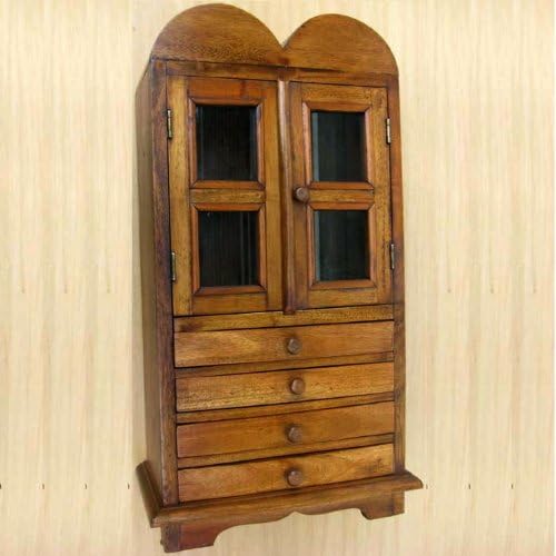 Rustic Jewelry Hutch 21" High - Wood - Dome Top