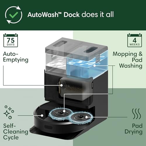 Roomba Plus 405 (G185) Combo Robot Vacuum & Mop + AutoWash Dock - Spinning Mop Pads, Self-Empties, Pad Washing & Drying, Self-Cleaning, Pad-Lift, LiDAR Navigation, Works with Alexa by iRobot - Image 8