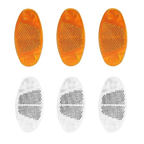 6 Stück Fahrrad Reflektor, Fahrrad Speichen Reflektoren, Katzenaugen Reflektoren Fahrrad, Bike Fahrrad Warnlicht, Für Rennrad MTB Trekking Bike & Kinder Fahrrad (Weiß und Orange)