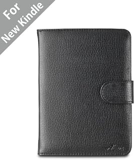 Acase(TM) Classic Kindle Leather Case (Black) for 4th Generation 6" Kindle Wi-Fi w/o